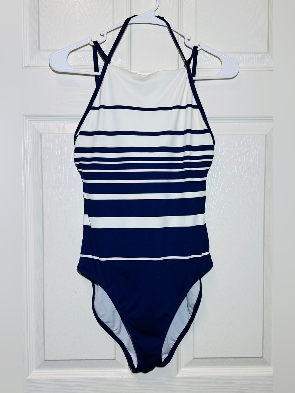 Lauren Ralph Lauren Navy and White Striped One-Piece Swimsuit